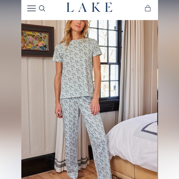 LAKE Pima Crew Short-Long Set in Dahlia Anchor Stripe - Picture 9 of 11